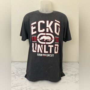 Ecko Unltd. Graphic T Shirt Mens Large Gray Red Raw & Uncut Grunge Y2K​